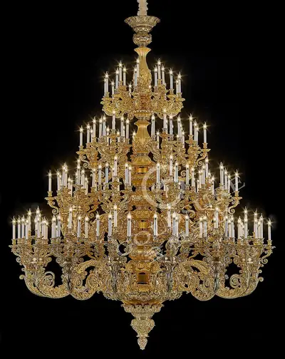 Đèn chùm cổ điển đồng màu vàng 24K, Ø300 cm
