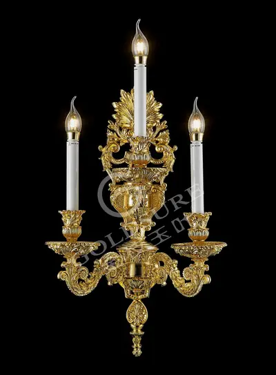 Đèn tường cổ điển đồng màu vàng 24K