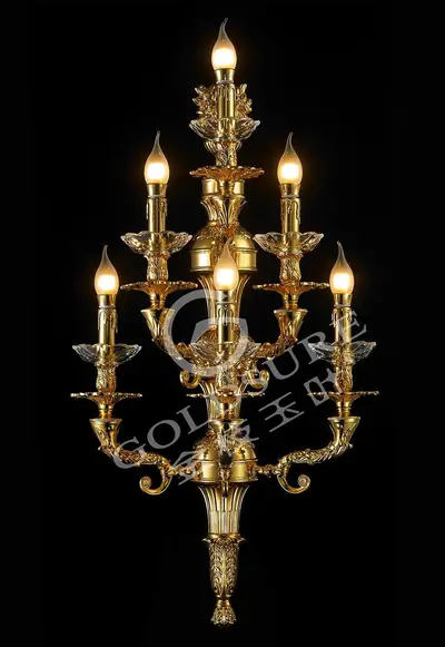 Đèn tường cổ điển đồng màu vàng 24K, Ø41 cm