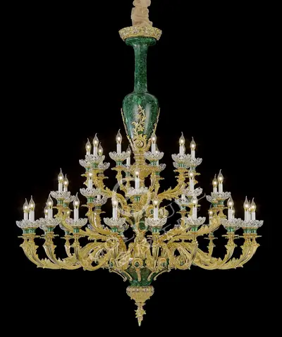 Đèn chùm cổ điển đồng màu vàng 24K, 40 bóng, Ø150 cm