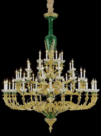 Đèn chùm cổ điển đồng màu vàng 24K, 56 bóng, Ø180 cm