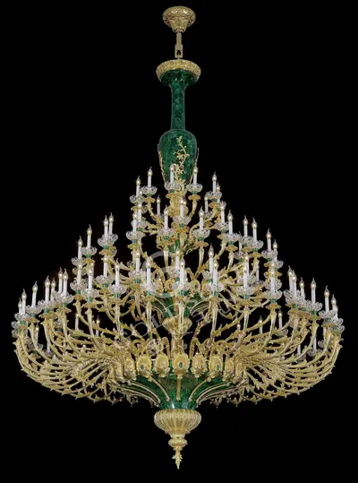 Đèn chùm cổ điển đồng màu vàng 24K, 100 bóng, Ø250 cm