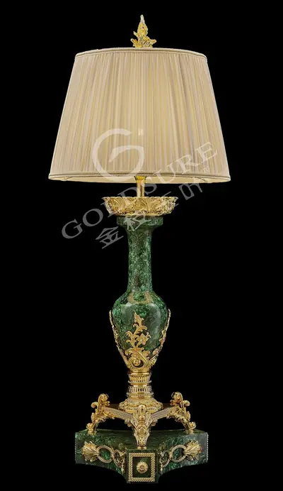Đèn bàn cổ điển đồng màu vàng 24K, Ø40 cm (đèn bàn)