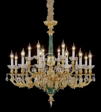 Đèn chùm cổ điển đồng màu vàng 24K, 18 bóng, Ø96 cm