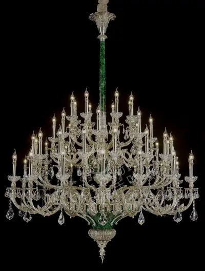 Đèn chùm cổ điển đồng màu bạc, 48 bóng, Ø158 cm