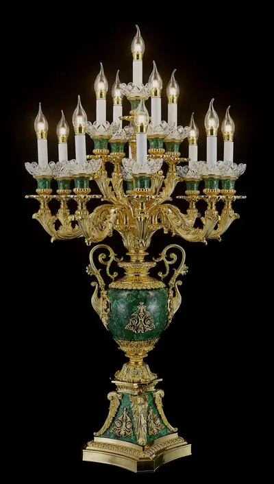Đèn chùm cổ điển đồng màu vàng 24K, 13 bóng, Ø58 cm