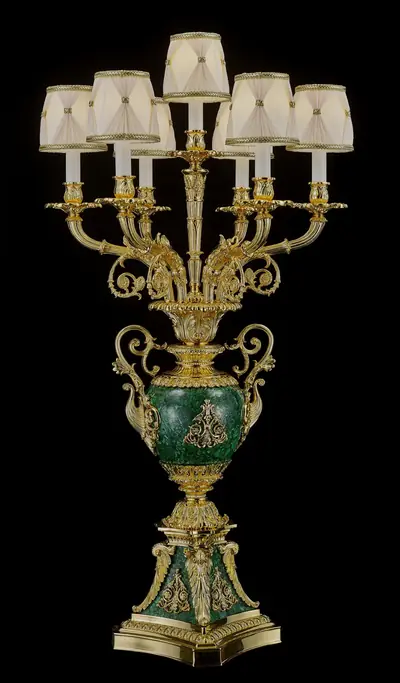 Đèn chùm cổ điển đồng màu vàng 24K, 7 bóng, Ø57 cm
