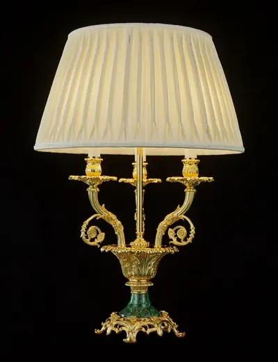 Đèn chùm cổ điển đồng màu vàng 24K, 3 bóng, Ø45 cm