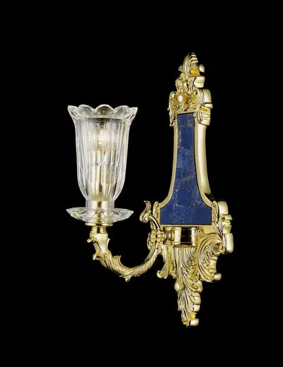 Đèn tường cổ điển đồng màu vàng 24K, 1 bóng