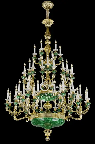 Đèn chùm cổ điển đồng màu vàng 24K, 60 bóng, Ø156 cm