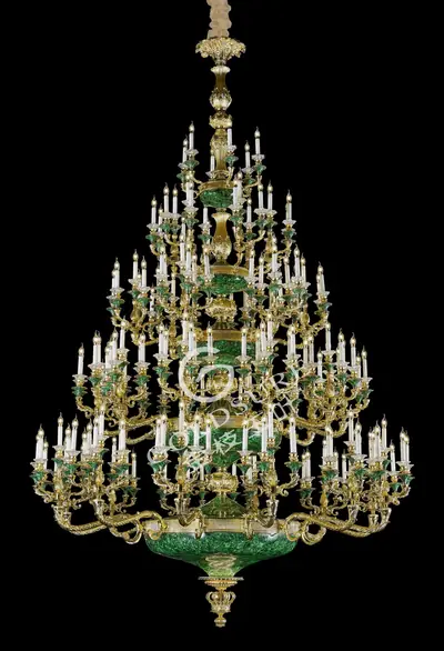 Đèn chùm cổ điển đồng màu vàng 24K, Ø255 cm