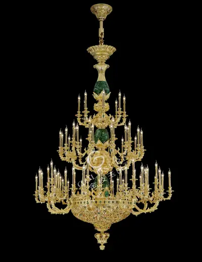 Đèn chùm cổ điển đồng màu vàng 24K, 75 bóng, Ø180 cm