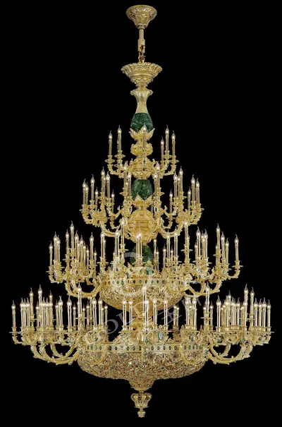 Đèn chùm cổ điển đồng màu vàng 24K, Ø245 cm