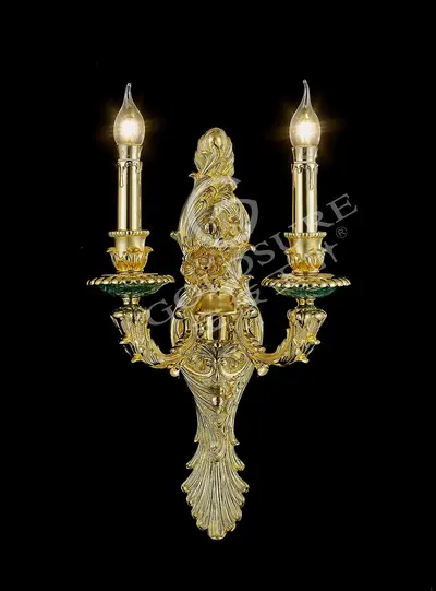 Đèn tường cổ điển đồng màu vàng 24K (đá khổng tước)