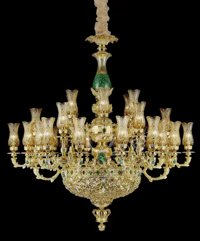 Đèn chùm cổ điển đồng màu vàng 24K, 30 bóng, Ø145 cm