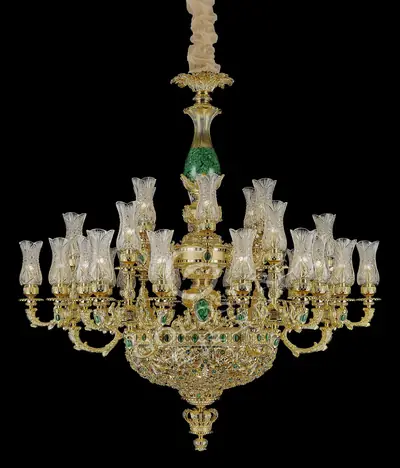Đèn chùm cổ điển đồng màu vàng 24K, 30 bóng, Ø145 cm