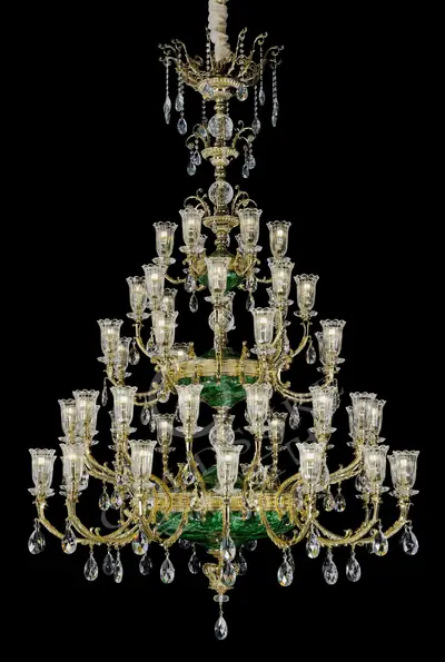 Đèn chùm cổ điển đồng màu vàng 24K, 52 bóng, Ø150 cm