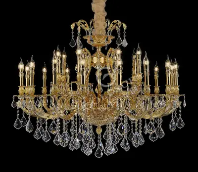 Đèn chùm cổ điển đồng màu vàng 24K, 21 bóng, Ø104 cm