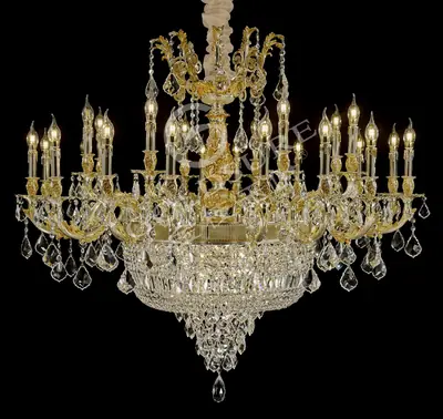 Đèn chùm cổ điển đồng màu bạc, 24 bóng, Ø140 cm