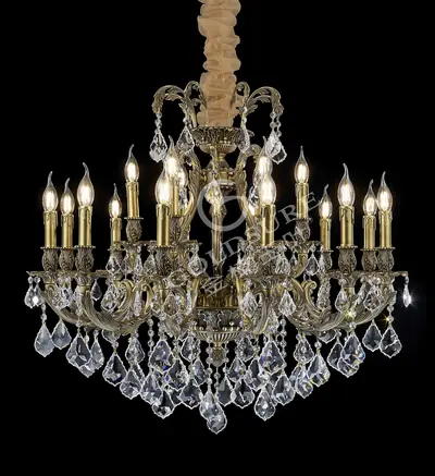 Đèn chùm cổ điển đồng màu đồng cổ kiểu Mỹ, 18 bóng, Ø88 cm