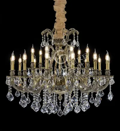 Đèn chùm cổ điển đồng màu đồng cổ kiểu Mỹ, 21 bóng, Ø104 cm