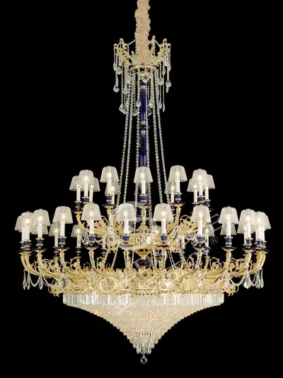 Đèn chùm cổ điển đồng màu vàng 24K, 36 bóng, Ø200 cm