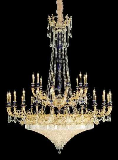 Đèn chùm cổ điển đồng màu vàng 24K, 36 bóng, Ø200 cm