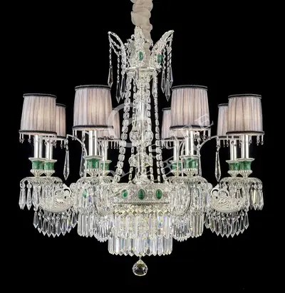 Đèn chùm cổ điển đồng màu bạc, 8 bóng, Ø81 cm
