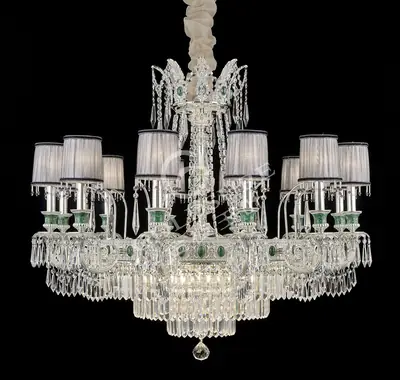 Đèn chùm cổ điển đồng màu bạc, 12 bóng, Ø100 cm