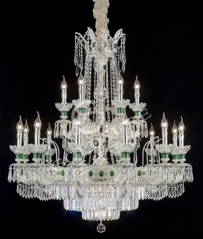 Đèn chùm cổ điển đồng màu bạc, 18 bóng, Ø100 cm