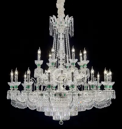 Đèn chùm cổ điển đồng màu bạc, 24 bóng, Ø132 cm