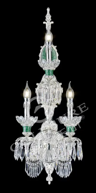 Đèn tường cổ điển đồng màu bạc, 3 bóng