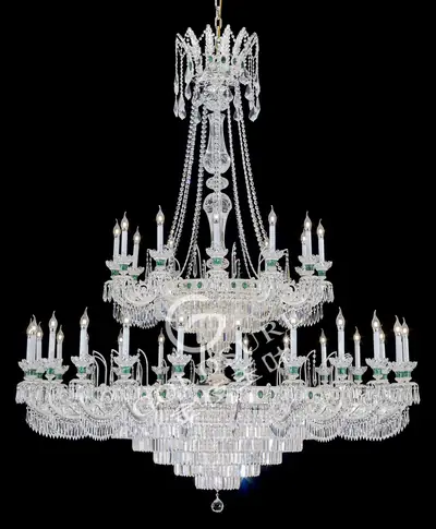 Đèn chùm cổ điển đồng màu bạc, 36 bóng, Ø190 cm