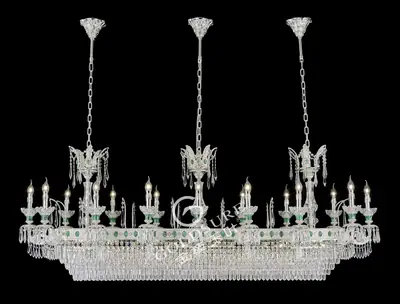 Đèn chùm cổ điển đồng màu bạc, 16 bóng, Ø200 cm (dáng oval)
