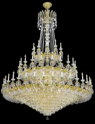 Đèn chùm cổ điển đồng màu vàng 24K, 66 bóng, Ø250 cm