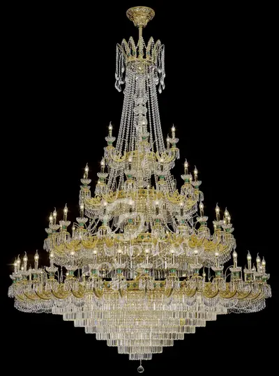 Đèn chùm cổ điển đồng màu vàng 24K, 78 bóng, Ø240 cm