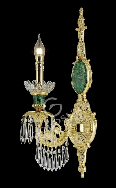 Đèn tường cổ điển đồng màu vàng 24K, 1 bóng