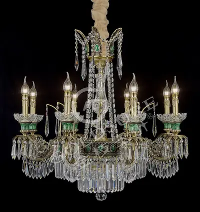 Đèn chùm cổ điển đồng màu đồng cổ kiểu Mỹ, 8 bóng, Ø81 cm