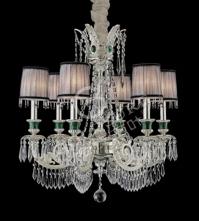 Đèn chùm cổ điển đồng màu bạc, 6 bóng, Ø63 cm