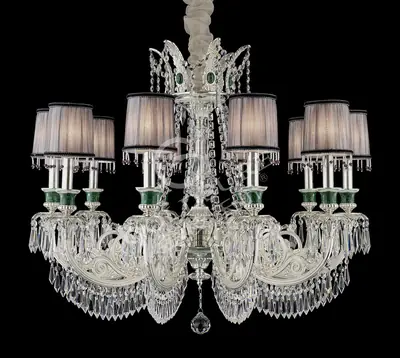 Đèn chùm cổ điển đồng màu bạc, 10 bóng, Ø86 cm