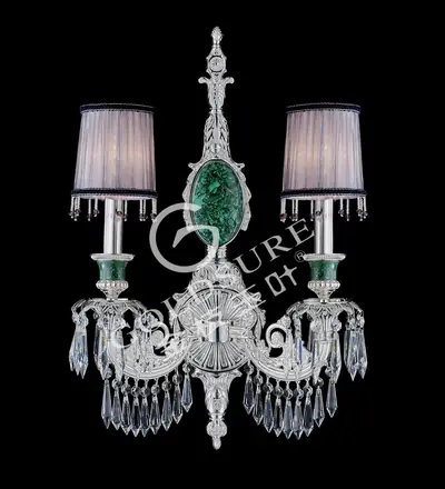 Đèn tường cổ điển đồng màu bạc, 2 bóng