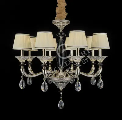 Đèn chùm cổ điển đồng màu mạ vàng, 8 bóng, Ø77 cm
