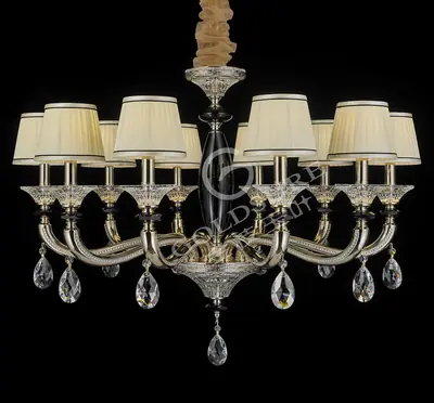 Đèn chùm cổ điển đồng màu mạ vàng, 10 bóng, Ø93 cm
