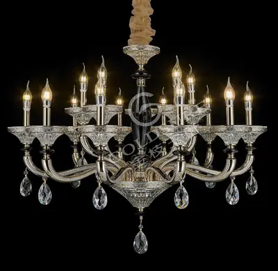 Đèn chùm cổ điển đồng màu mạ vàng, 15 bóng, Ø98 cm