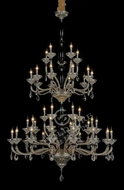 Đèn chùm cổ điển đồng màu mạ vàng, 45 bóng, Ø148 cm