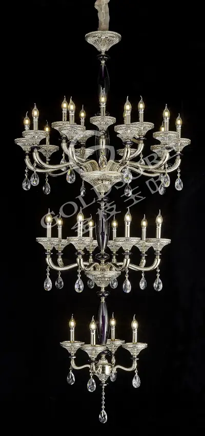 Đèn chùm cổ điển đồng màu mạ vàng, 27 bóng, Ø98 cm