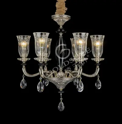 Đèn chùm cổ điển đồng màu mạ vàng, 6 bóng, Ø63 cm