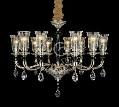 Đèn chùm cổ điển đồng màu mạ vàng, 10 bóng, Ø89 cm