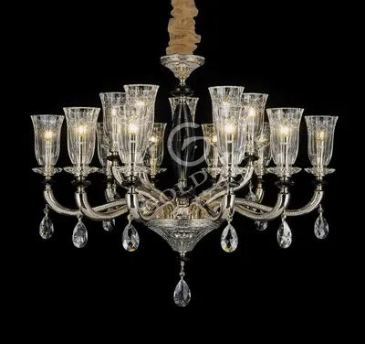 Đèn chùm cổ điển đồng màu mạ vàng, 15 bóng, Ø94 cm
