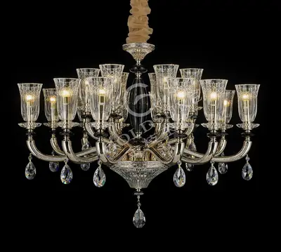 Đèn chùm cổ điển đồng màu mạ vàng, 18 bóng, Ø108 cm